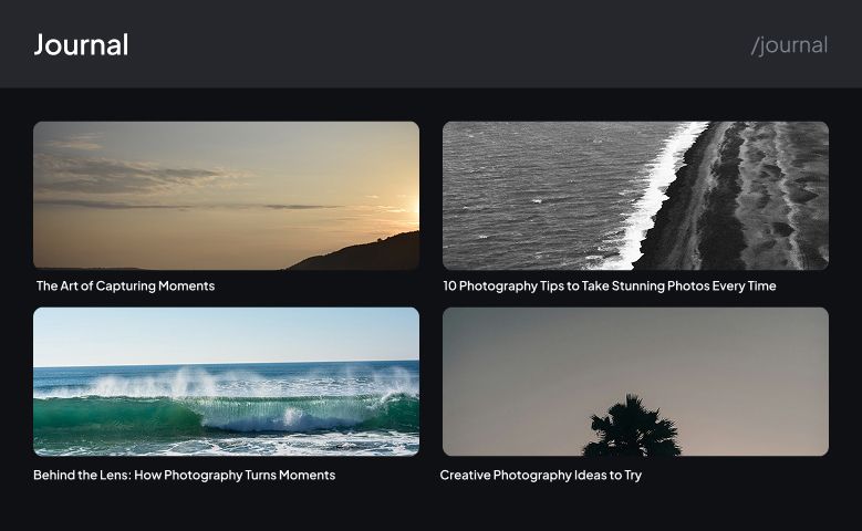Journal blog on a Pixpa site