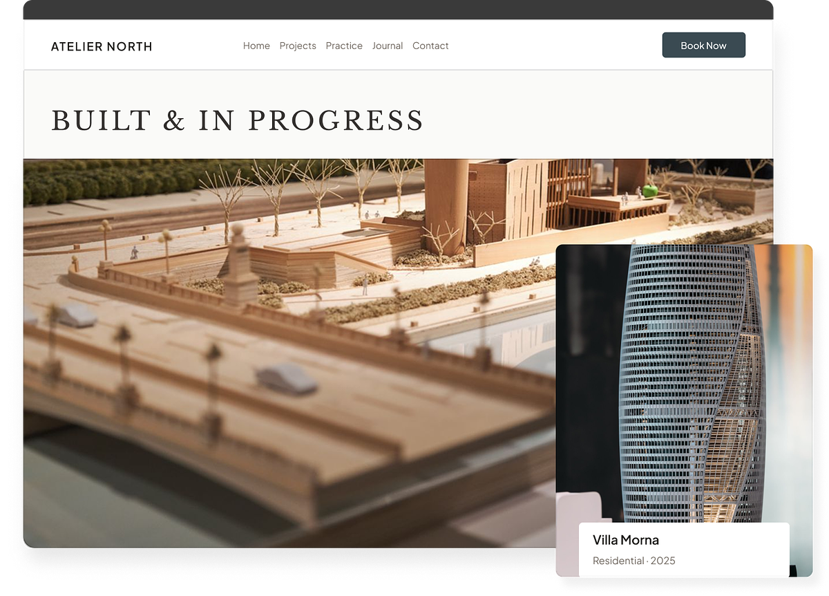 A Pixpa architecture portfolio website on its own domain
