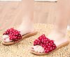 Light Straw Slippers Dots Red