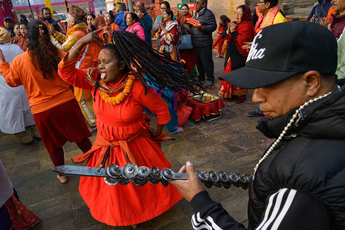 Woman Dancing in Kathmandu Festival