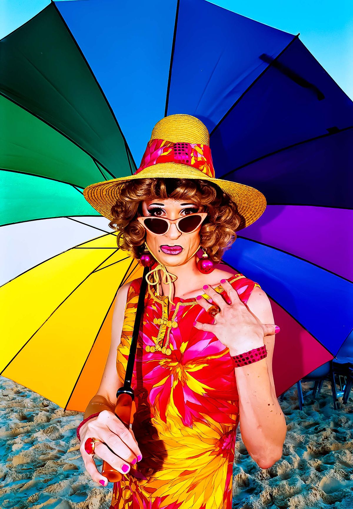 Portrait of a drag queen on Bondi Beach during the annual Drag Race.