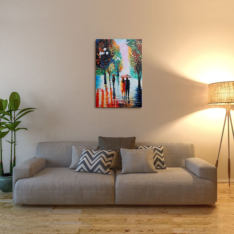 Together in the Rain" – Romantic Abstract Canvas Painting