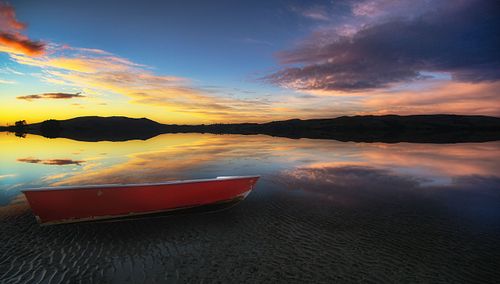 Skies, sunrise, sunset, Otago, Peninsula, port, Chalmers, boats, sail, marina, fishing, seascape, ocean, harbor, Dunedin, New Zealand, South Island, Pacific, daybreak, dawn, dusk, glow,
