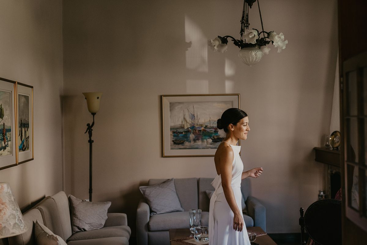 artistic bridal portrait at Vorres Museum Athens Greece &ndash; fine art wedding photography bride portrait