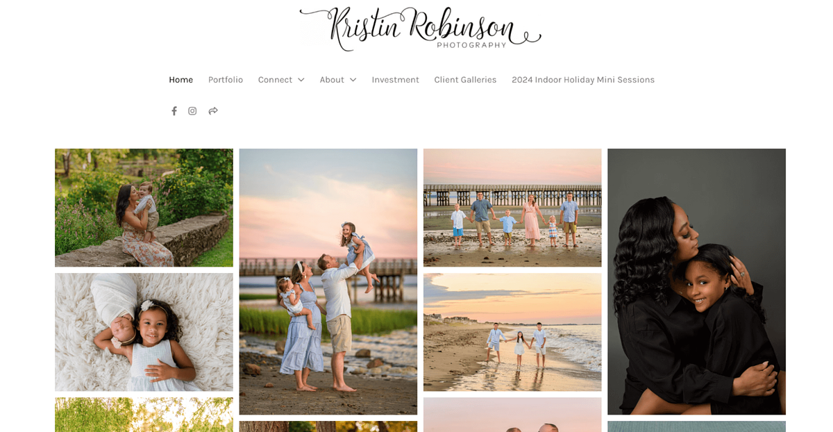 Imagen del sitio web de fotografía de bodas de Kristin Robinson