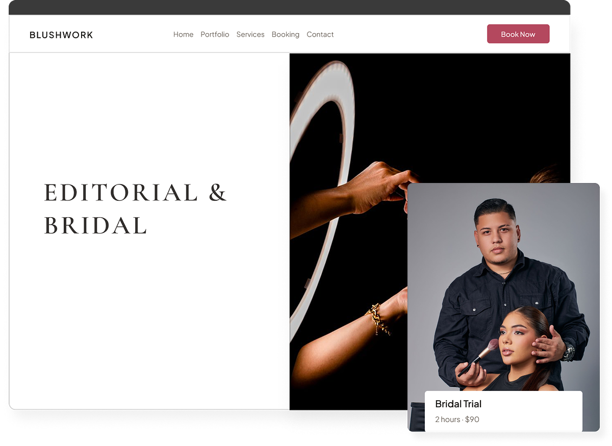 A makeup artist portfolio on its own domain
