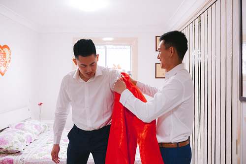 Groom Getting Ready