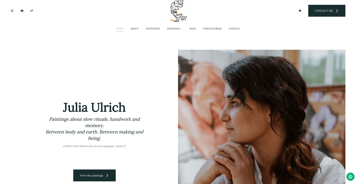 Julia Ulrich painter portfolio website homepage