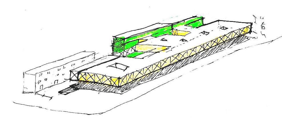 boceto conceptual estacion cultural movilidad urbana lima