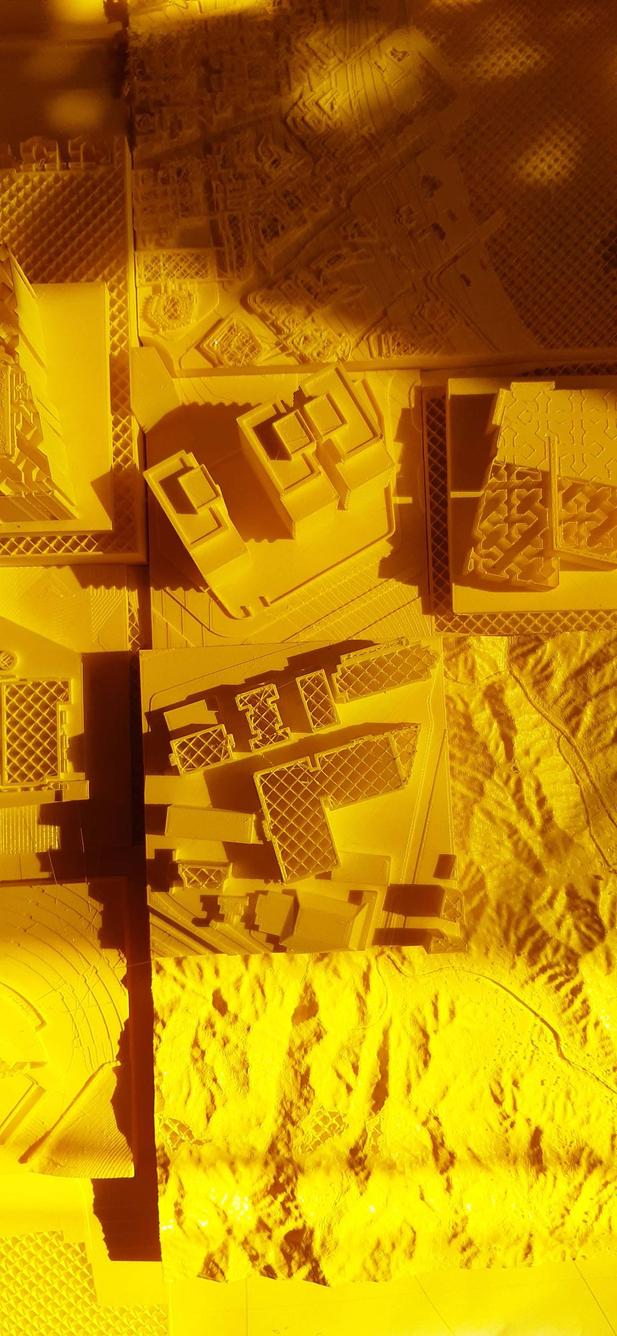 cuadro abstracto amarillo ciudad impresion 3d collage urbano