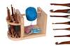 Handcrafted wooden yarn holder and crochet organizer