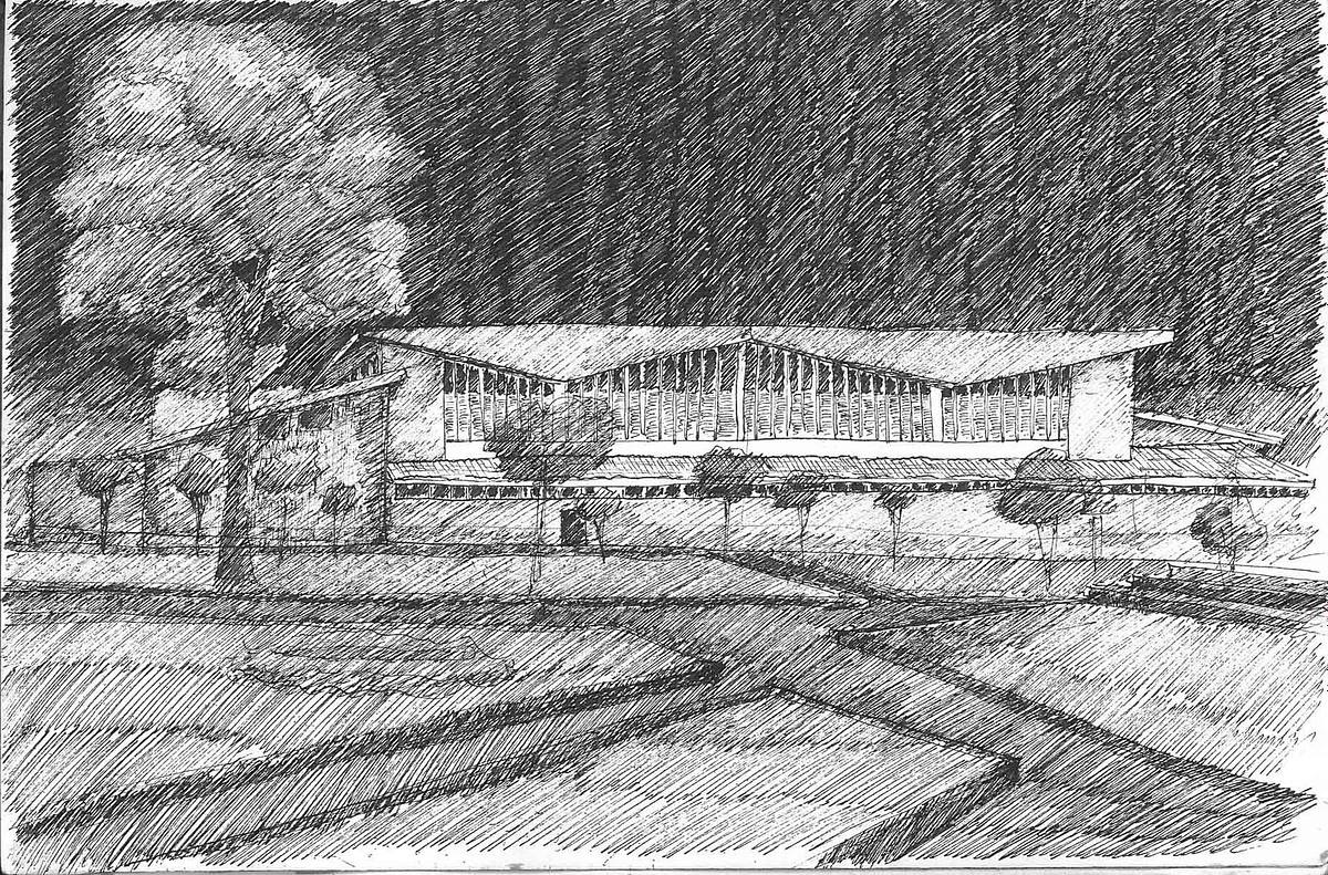 ayacucho market fine line urban drawing peru