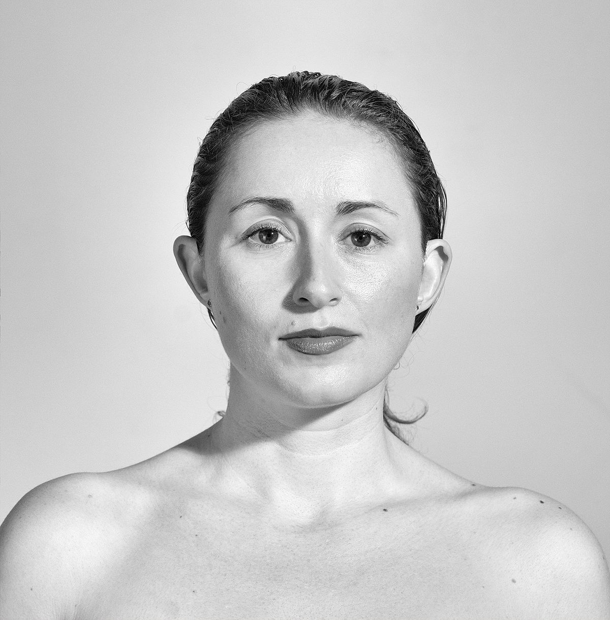 Black and White Portrait of Woman with Natural Beauty