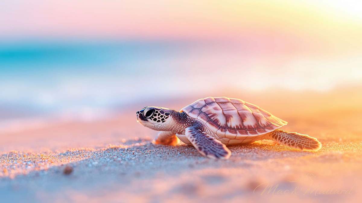 Sea turtle fine art metal print swimming in clear tropical waters - premium aluminum wall art by Mac & Mallard