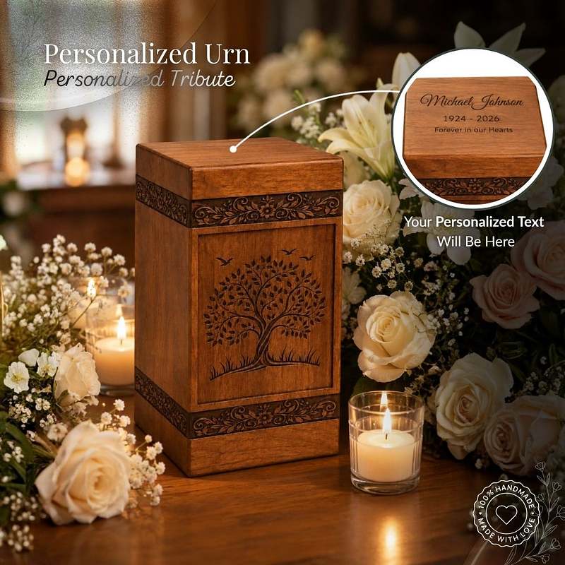 Personalized Wooden Memorial Urn Box