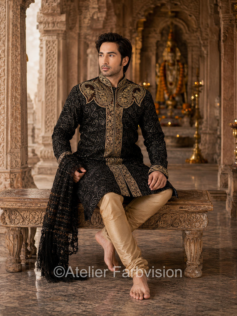 Kurta Pajama Schwarz - 6016 Grösse 50