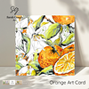 Orange Fruit and Flowers | Floral Art Card | Watercolour Original Illustration | with Envelope