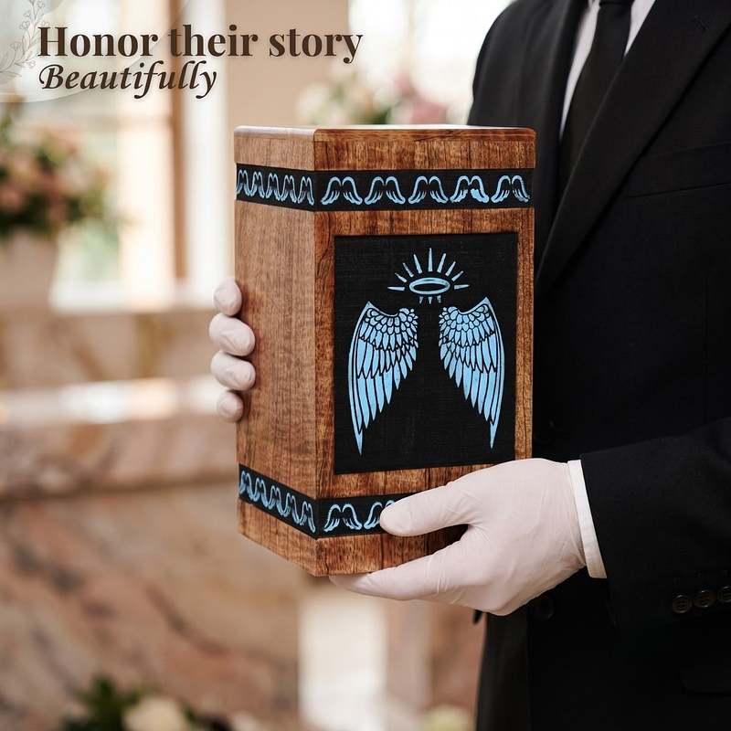 Wings Of Life Wood Urn Box