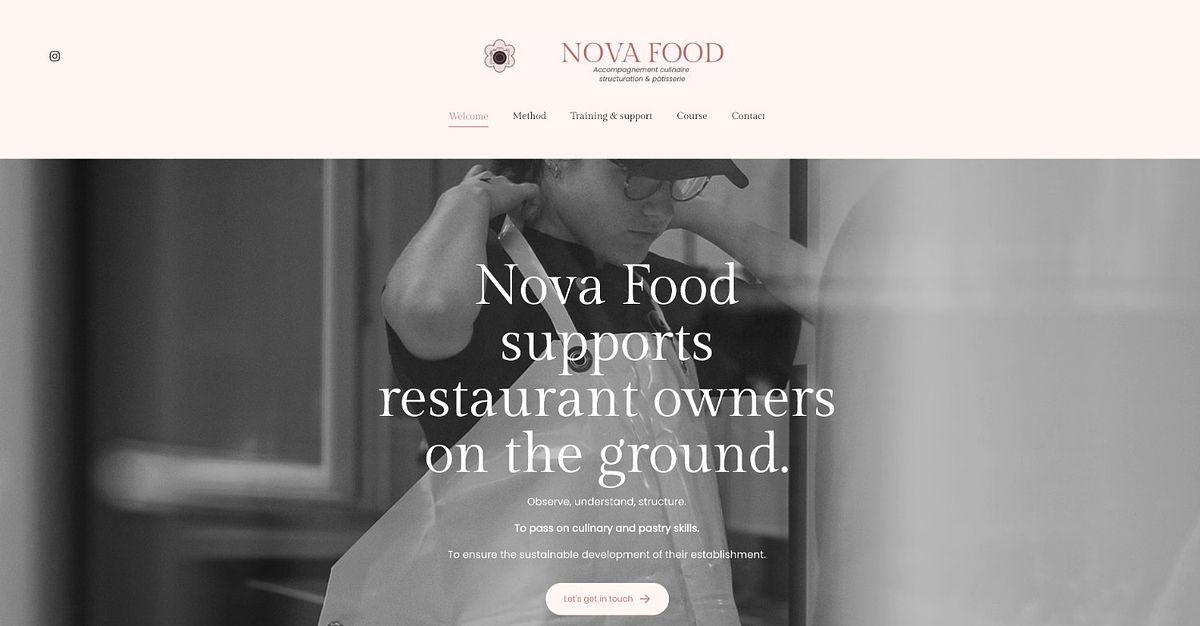 Nova Food homepage naming restaurant owners directly in the hero line