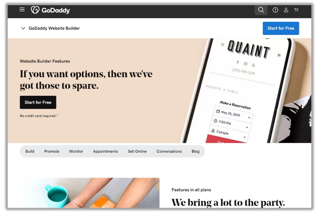 Criador de sites GoDaddy