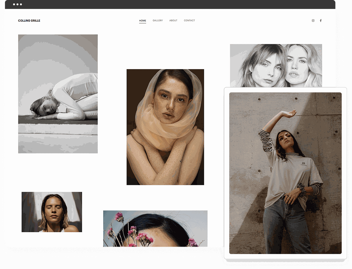 Fashion stylist portfolio website with editorial galleries