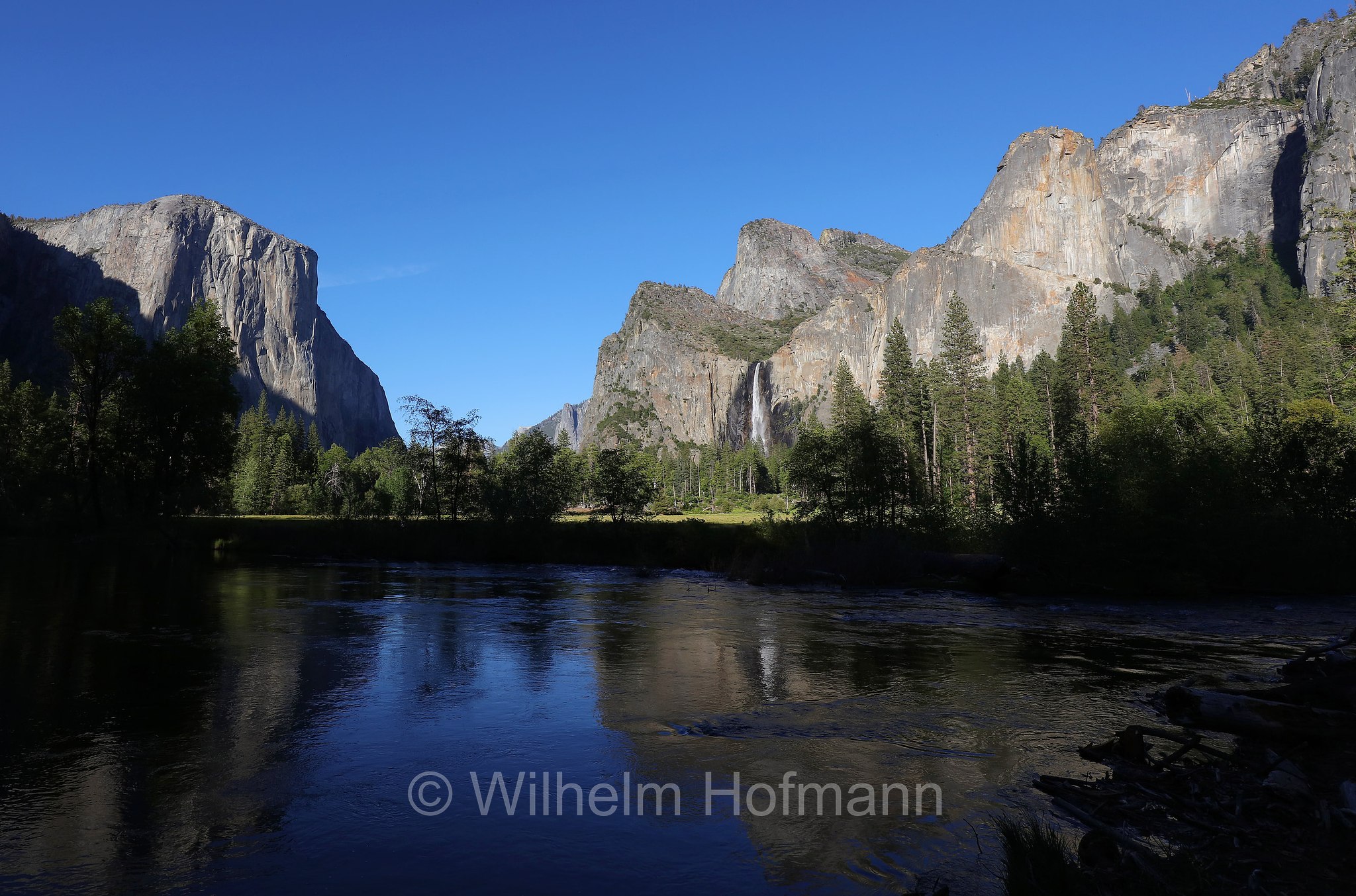 El Capitan Viewpoint, Bridalveil Falls, Yosemite Valley, Yosemite National Park, Yosemite-Nationalpark, Parco nazionale di Yosemite, Kalifornien, California, USA