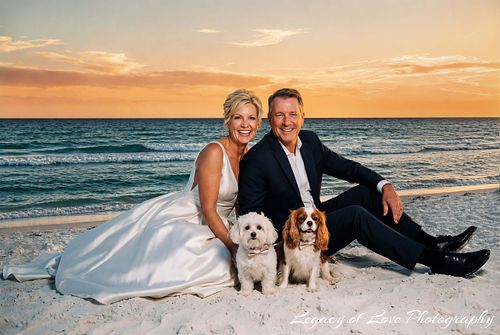 Couple celebrating their vow renewal on Amelia Island Beach at sunset in Northeast Florida