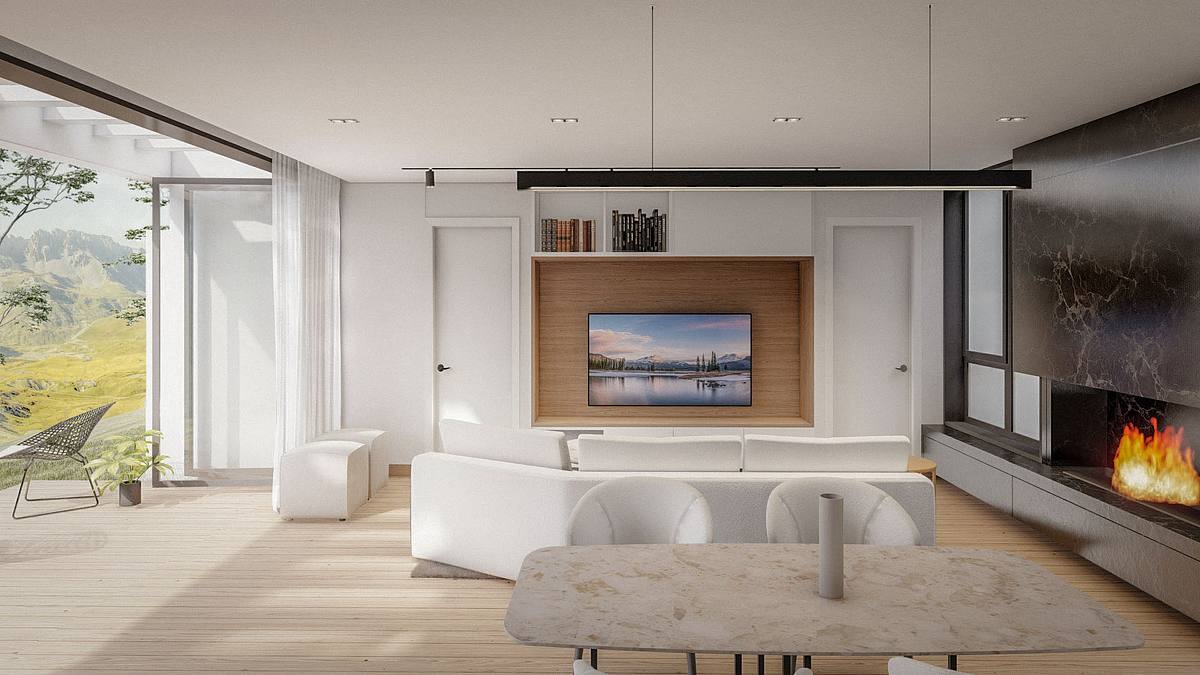 render interior casa retiro espacio abierto naturaleza luz natural