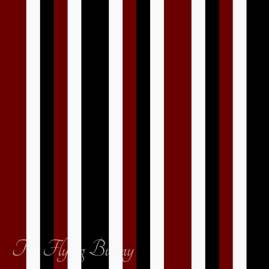 Alternating thick and thin vertical stripes in black, white, and muted red create a bold high-contrast repeating pattern.