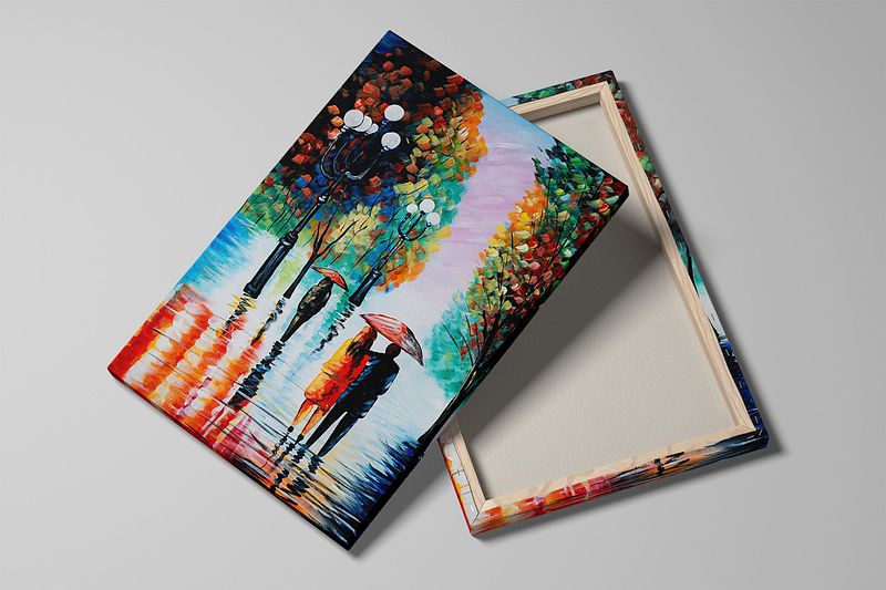 Together in the Rain" – Romantic Abstract Canvas Painting
