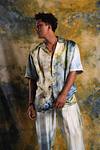 Linen Satin Cuban Collar Shirt - Golden Hour