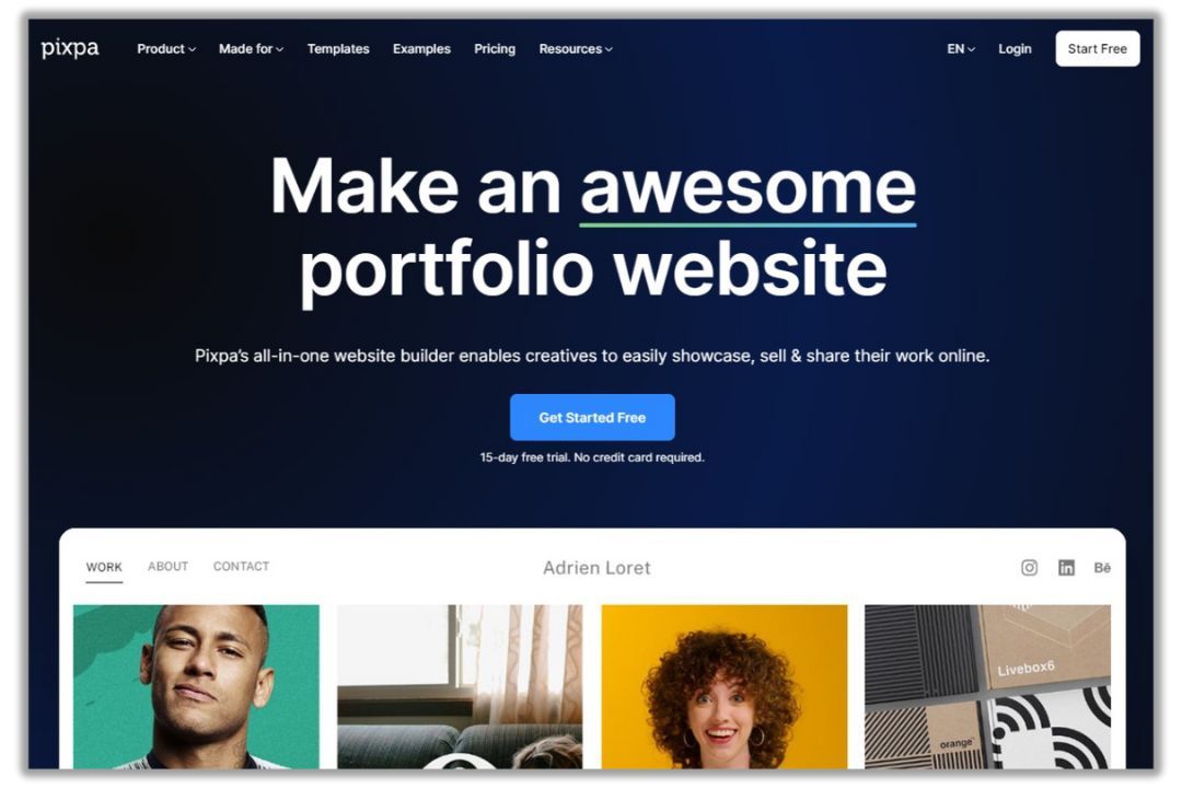 Pixpa Criador de sites