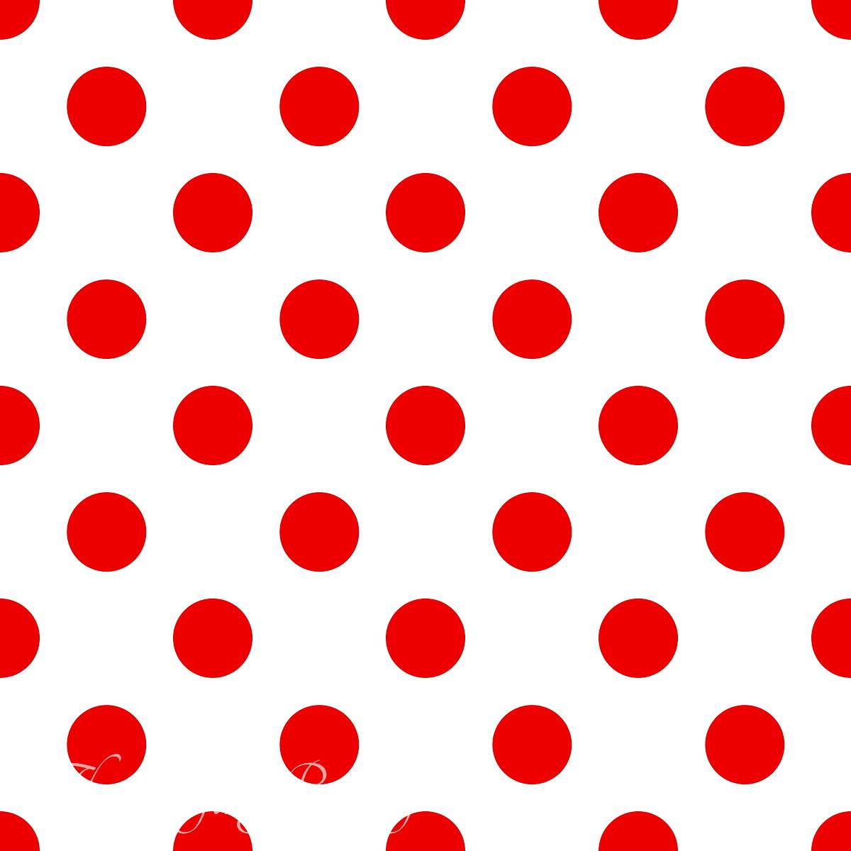 Classic bright red polka dots on a crisp white background create a bold, cheerful geometric pattern.
