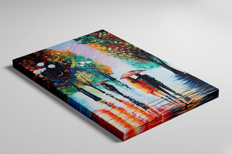 Together in the Rain" – Romantic Abstract Canvas Painting