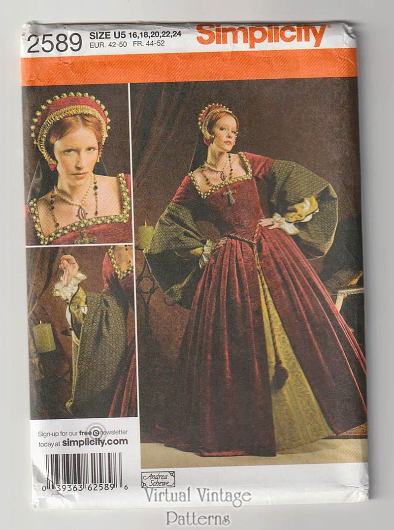 Simplicity 2589, Women's Tudor Costume, 16-24