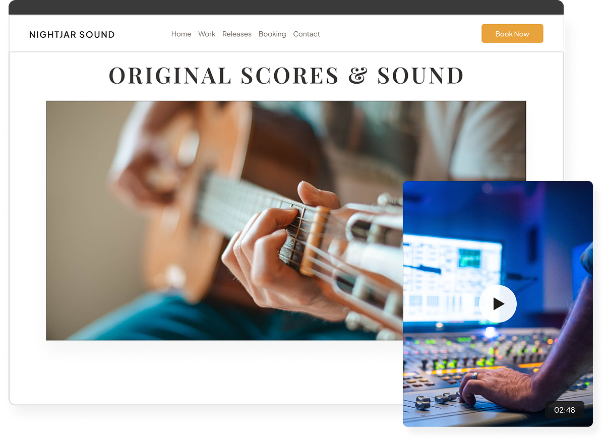 A Pixpa musician website on its own domain