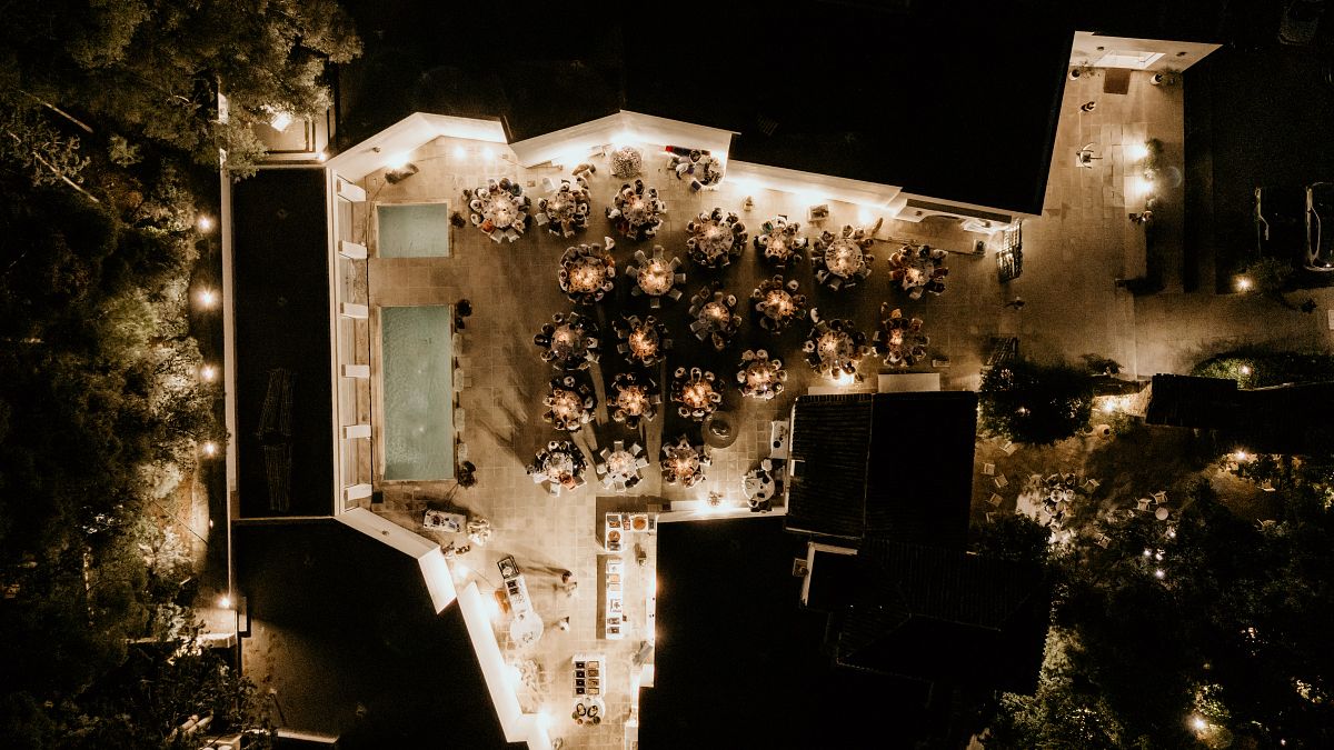 lgbtq wedding at Vorres Museum Athens Greece &ndash; gay friendly wedding photographer drone aerial photography