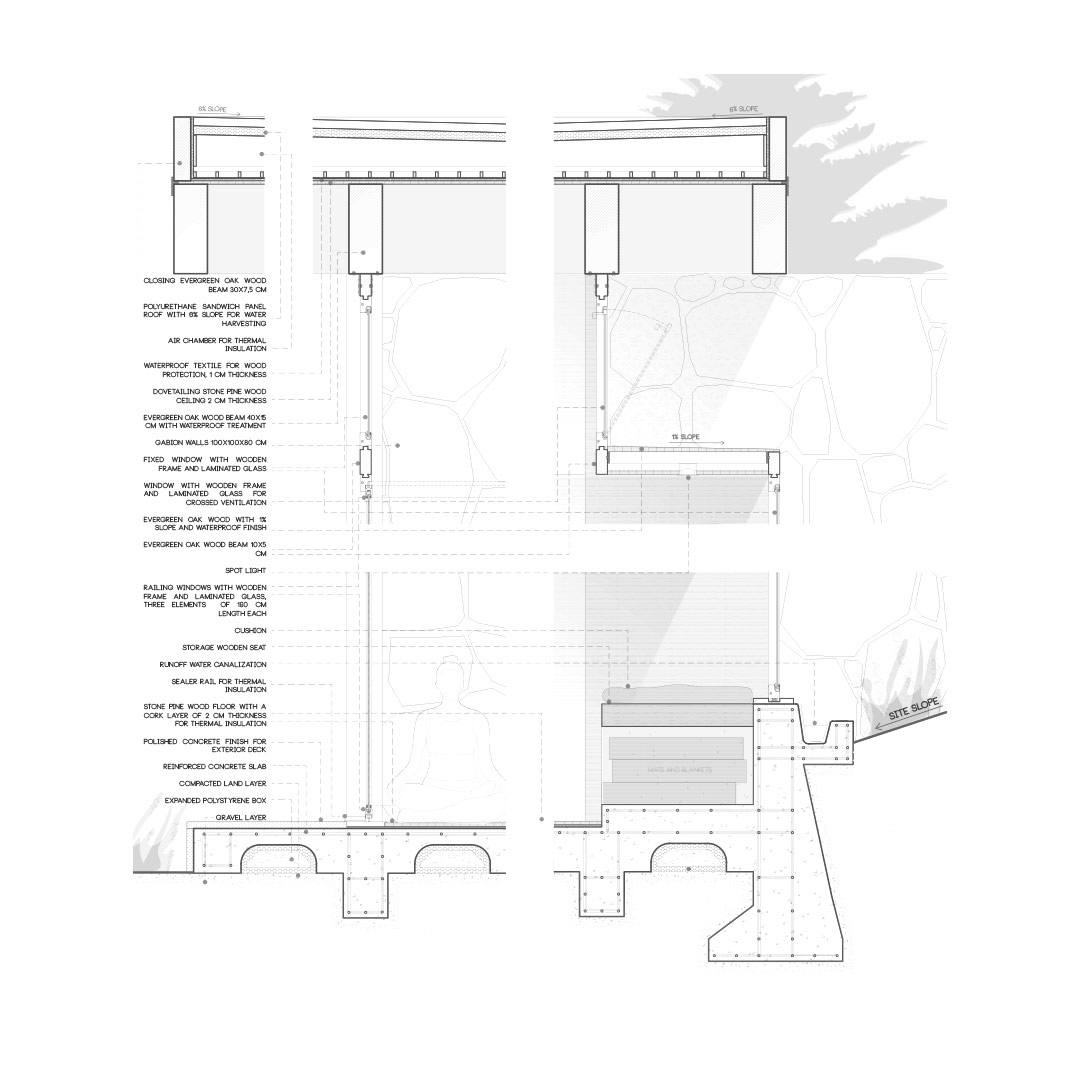 corte arquitectura refugio yoga integraci&oacute;n paisaje Portugal secci&oacute;n