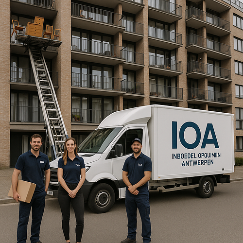 Wij werken met eigen ladderlift voor appartementsblokken