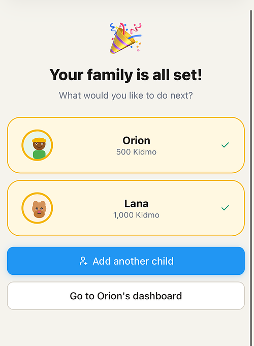 Post-Setup Success + Add Child Flow