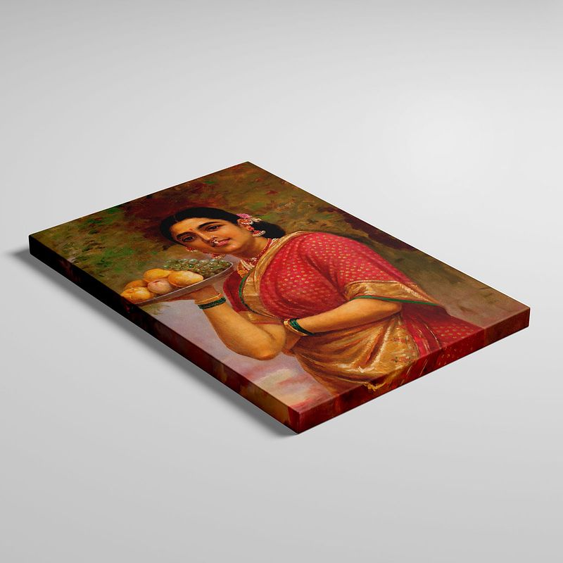 Madri – The Graceful Maharashtrian Lady with Fruit by Raja Ravi Verma