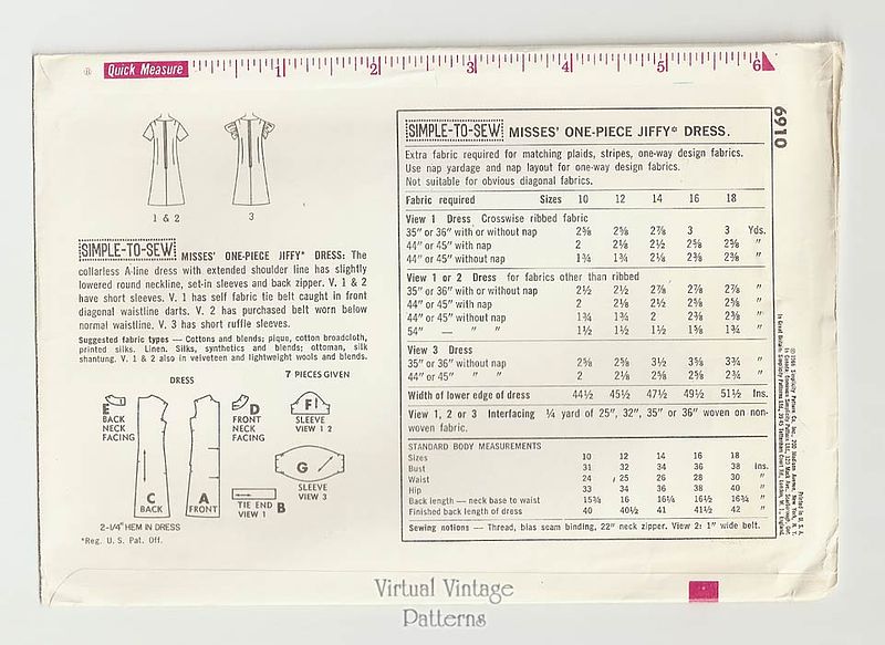 Simplicity 6910 Jiffy Dress Pattern | Virtual Vintage