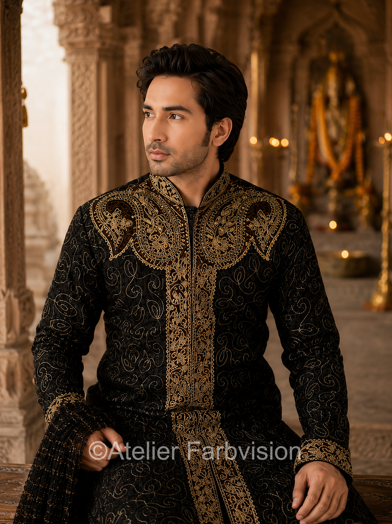 Kurta Pajama Schwarz - 6016 Grösse 50