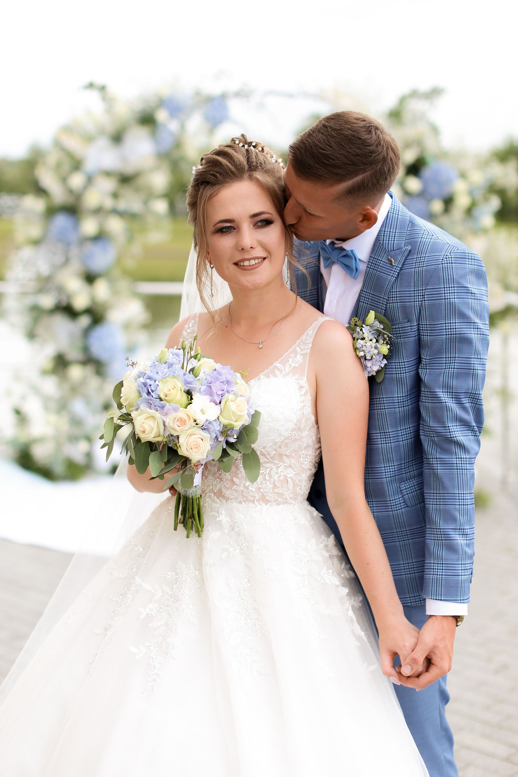 Bride and groom wedding portrait at Tustan Fortress, Ukraine