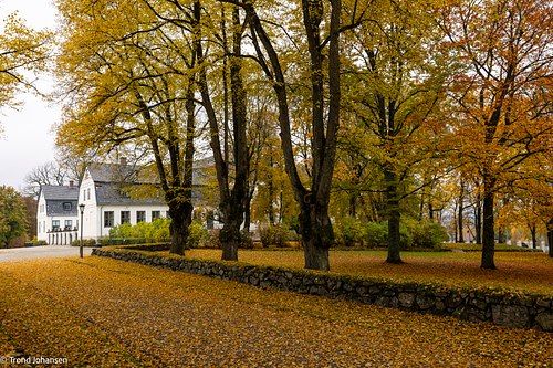 Hafslund Hovedgård i Sarpsborg omgitt av vakre høstfarger