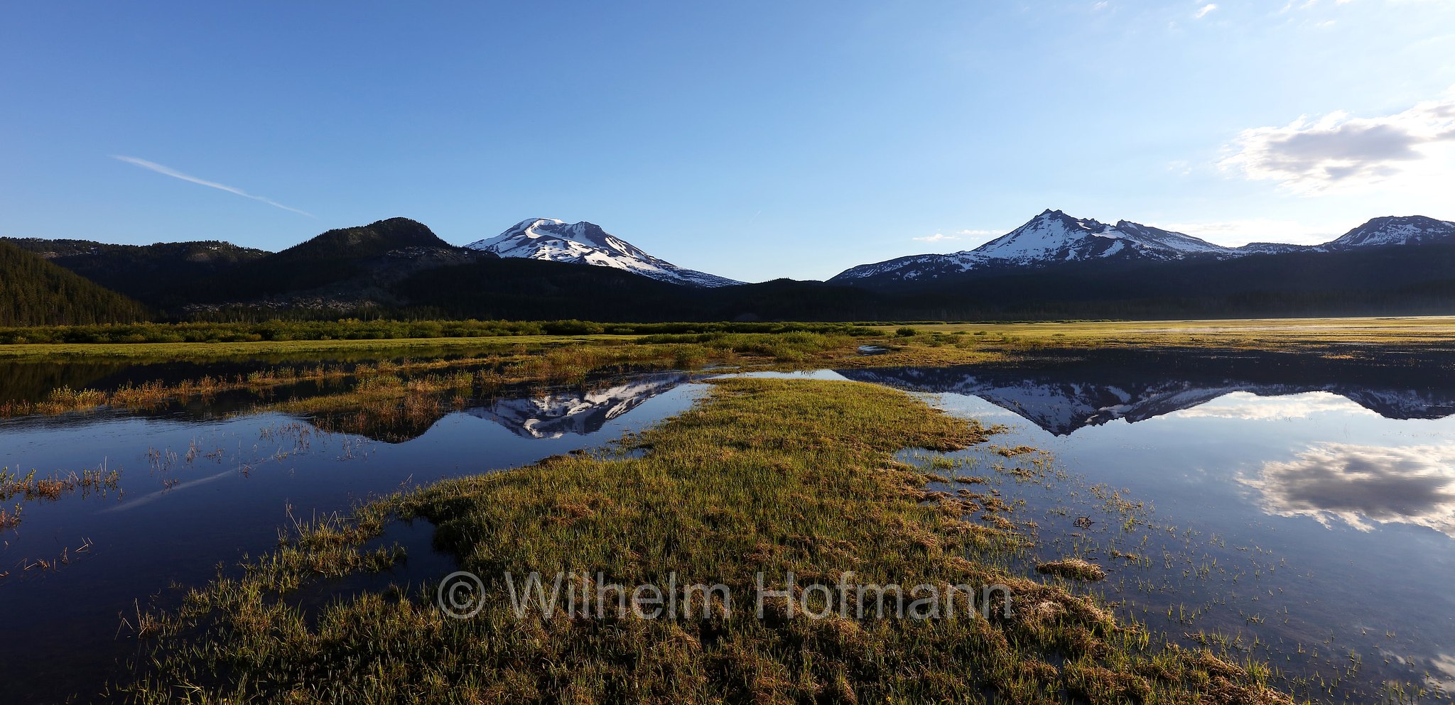 Three Sisters, Soda Creek, Sparks Lake Meadow, Oregon, USA