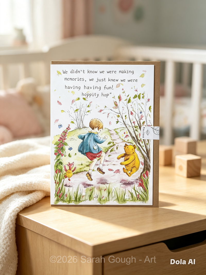 Hoppity Hop | Winnie the Pooh, Christopher Robin and Piglet | Art Card