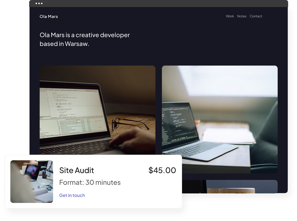 A one page website with store, client galleries and multilingual support