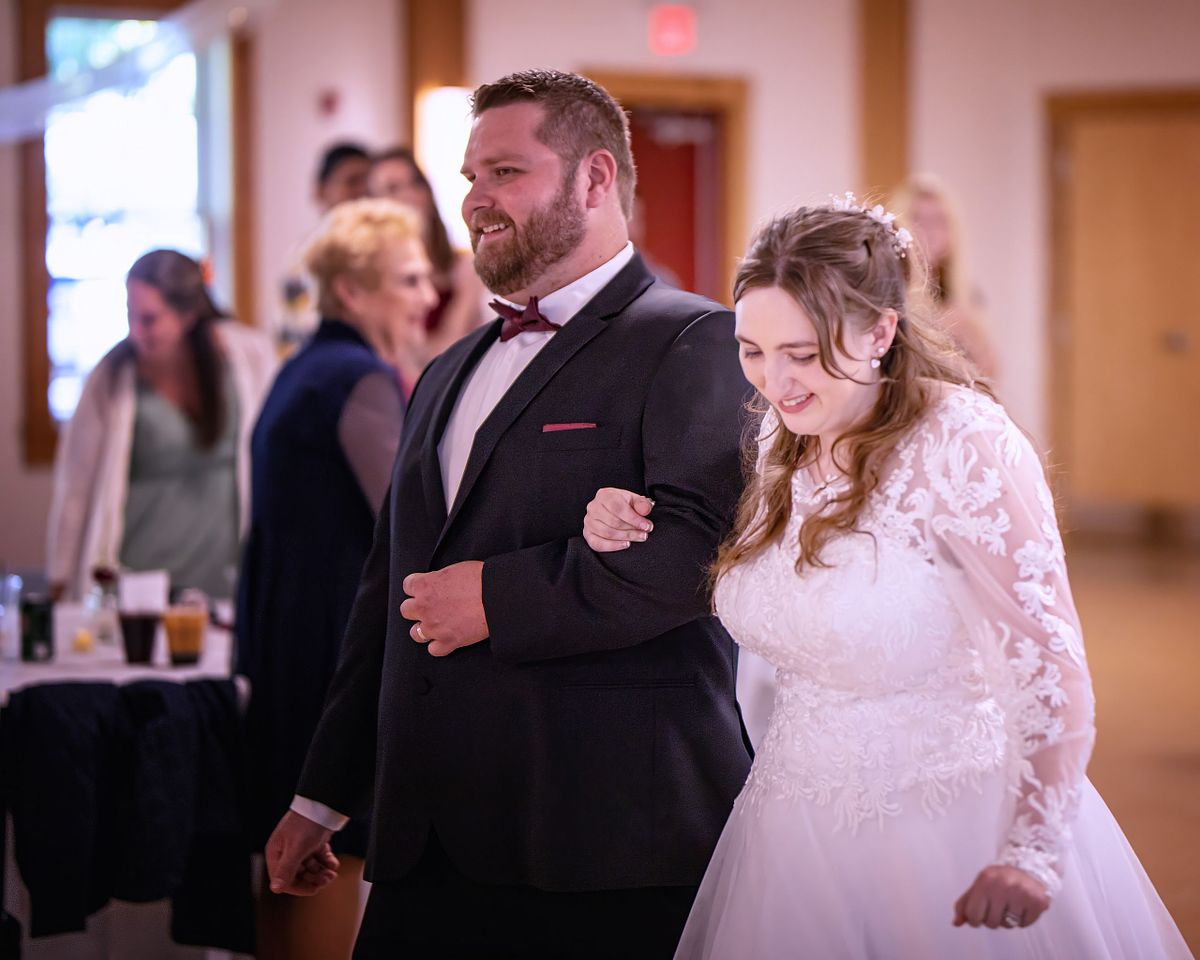 bride and groom entering ross station for formal introduction