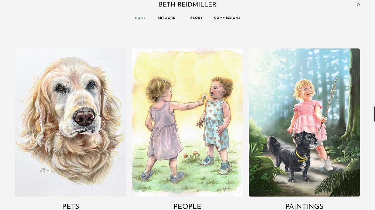 Projekt strony internetowej portfolio Beth Reidmiller